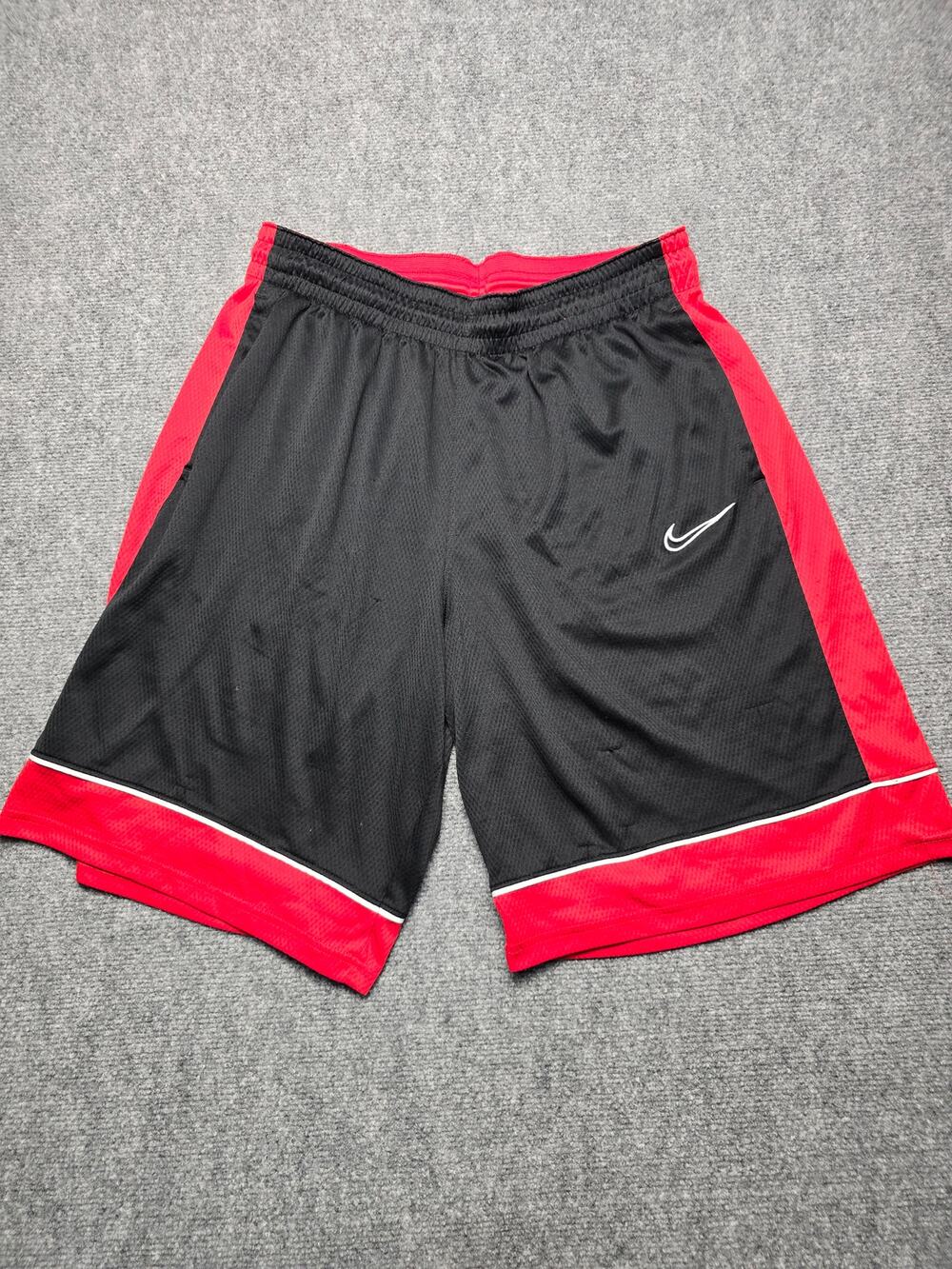 Nike Dri-FIT Basketball Shorts Mens XL Black Red Mesh Swoosh Athletic Y2K